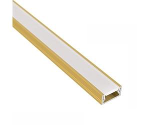 ledomec Profilé LED fin en aluminium - 14 x 7 mm - Doré - Avec cache mat - 1 m - Doré