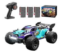 Ledovan 1:18 40km/h Voiture télécommandée, 4WD Moteur à Balais de Charbon Haute Vitesse RC pour Adultes, Monstertruck Étanche, 2.4Ghz Tout Terrain Offroad 3 Batteries (Bleu)