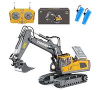 Ledovan Jouet pelleteuse télécommandée 1:20 pour enfants, avec pelle en métal, rotation à 680 °, pelleteuse 11 canaux, lumière et effets sonores, véhicules de chantier, jouet voiture