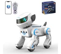 Ledovan Robot Chien - Jouet télécommandé pour Enfants de 3 à 12 Ans - Toucher interactif - Chien Robot - Chantant et Danse intelligents - Programmation Intelligente - Pompes à Main - Blanc