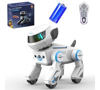 Ledovan Robot chien télécommandé pour enfants de 3 à 12 ans - Cadeau intelligent pour chanter et danser - Pompes à main debout - Blanc