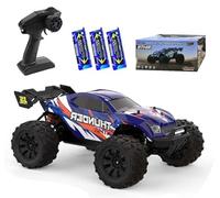 Ledovan Voiture télécommandée 100 km/h - Moteur sans balais - 1:14 - Monster truck tout-terrain RC haute vitesse - Pour adulte - Voiture RC 4WD tout terrain - 3 batteries (bleu)