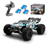 Ledovan Voiture télécommandée 70 km/h avec moteur sans balais pour adulte, 4 WD haute vitesse, tout terrain, étanche, 3 batteries (bleu)