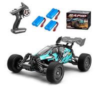 Ledovan Voiture télécommandée sans balais 1:16 pour adulte, 70 km/h, 4 WD, tout-terrain, voiture de course tout-terrain, étanche Monster truck tout terrain, 3 batteries 16201PRO (bleu)