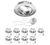 ledscom.de 10 pièces cadre d'encastrement au plafond Circ aluminium cadre d'encastrement chromé mat pivotant (LED/halogène/GU10/MR16/PAR16/50mm) incl. douille GU10