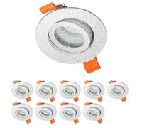 ledscom.de 10 pièces cadre d'encastrement au plafond ERID pour salle de bain, local humide, salle de bain, IP44, rond, orientable, blanc mat