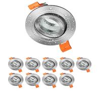 ledscom.de 10 pièces cadre d'encastrement au plafond ERID pour salle de bain, local humide, salle de bain, IP44, rond, orientable, aluminium mat