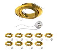 ledscom.de 10 pièces cadre d'encastrement au plafond FABI, rond, pivotant, or brillant (GU10/MR16/GU5,3/50mm) douille incluse
