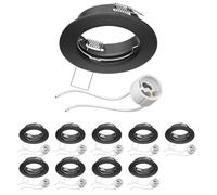 ledscom.de 10 pièces cadre d'encastrement pour plafond FERE cadre d'encastrement noir mat (LED/Halogène/GU10/MR16/PAR16/50mm) incl. douille GU10