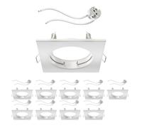 ledscom.de 10 pièces cadre d'encastrement pour plafond RIR cadre d'encastrement blanc mat carré (LED/Halogène/MR16/50mm) incl. douille GU5.3