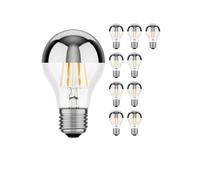 ledscom.de 10 pièces E27 ampoules LED, A60, blanc chaud (2700 K), 6 W, 667lm, miroir de tête (argent)