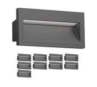 ledscom.de 10 pièces LED encastrées au mur NOLA, downlight pour l'extérieur, IP54, anthracite mat, 140 x 70mm, blanc chaud