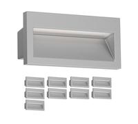 ledscom.de 10 pièces LED encastrées au mur NOLA, downlight pour l'extérieur, IP54, gris mat, 140 x 70mm, blanc chaud