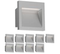 ledscom.de 10 pièces LED encastrées au mur NOLA, downlight pour l'extérieur, IP54, gris mat, 90 x 90mm, blanc chaud