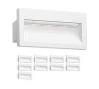 ledscom.de 10 pièces LED encastrées au mur NOLA, downlight pour l'extérieur, IP54 mat, 140 x 70mm, blanc chaud