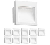 ledscom.de 10 pièces LED encastrées au mur NOLA, downlight pour l'extérieur, IP54 mat, 90 x 90mm, blanc chaud
