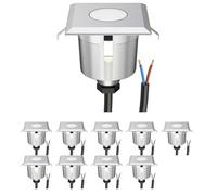 ledscom.de 10 pièces LED encastrés de sol AGENA pour l'extérieur, IP65, inox, carré, 6 x 6cm, blanc chaud