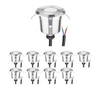 ledscom.de 10 pièces LED encastrés de sol AGENA pour l'extérieur, IP65, inox, rond, 60mm Ø, blanc chaud