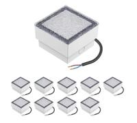 ledscom.de 10 pièces LED pavé encastré de sol CUS pour l'extérieur, IP67, carré, 10 x 10cm, blanc froid