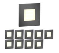 ledscom.de 10 pièces Lumière d'escalier LED/lampe murale encastrée FEX pour l'intérieur et l'extérieur, carrée, anthracite, 85 x 85mm, blanc chaud