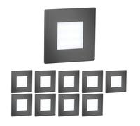 ledscom.de 10 pièces Lumière d'escalier LED/lampe murale encastrée FEX pour l'intérieur et l'extérieur, carrée, anthracite, 85 x 85mm, blanc froid
