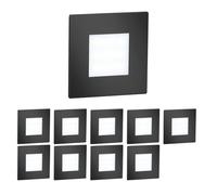 ledscom.de 10 pièces Lumière d'escalier LED/lampe murale encastrée FEX pour l'intérieur et l'extérieur, carrée, noire, 85 x 85mm, blanc froid