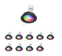 ledscom.de 10 pièces plafonnier encastré FERE cadre d'encastrement noir mat pivotant incl. Smart Home RGBW GU10 lampe LED, 5,41W, 473lm