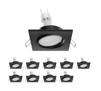 ledscom.de 10 pièces plafonnier encastré RIR cadre d'encastrement noir mat angulaire pivotant GU10 LED 6,826W= 6,826W 630lm 100° blanc chaud