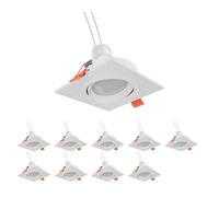 ledscom.de 10 spots encastrés au plafond KUN, angulaires, orientables GU10 LED 630lm, blanc chaud