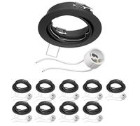 ledscom.de 10x cadre d'encastrement pour plafond FERE cadre d'encastrement noir mat pivotant (LED/Halogène/GU10/MR16/PAR16/50mm) in ouille GU10