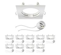 ledscom.de 10x cadre d'encastrement pour plafond RIR cadre d'encastrement blanc mat carré (LED/Halogène/GU10/MR16/PAR16/50mm) in ouille GU10