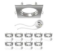 ledscom.de 10x cadre d'encastrement pour plafond RIR cadre d'encastrement chromé mat carré (LED/Halogène/GU10/MR16/PAR16/50mm) in ouille GU10