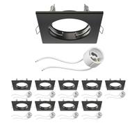 ledscom.de 10x cadre d'encastrement pour plafond RIR cadre d'encastrement noir mat carré (LED/Halogène/GU10/MR16/PAR16/50mm) in ouille GU10