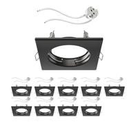 ledscom.de 10x cadre d'encastrement pour plafond RIR cadre d'encastrement noir mat carré (LED/Halogène/MR16/50mm) in ouille GU5.3