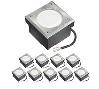 ledscom.de 10x LED encastrés de sol pavé NEOLUM pour l'extérieur, IP67, carré, 10 x10cm, ampoule GX53 incluse, 51lm, blanc chaud