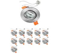 ledscom.de 12 pièces cadre d'encastrement au plafond ERID pour salle de bain, local humide, salle de bain, IP44, rond, orientable, aluminium mat, douille GU5.3 incluse