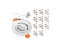 ledscom.de 12 pièces cadre d'encastrement au plafond ERID pour salle de bain, pièce humide, salle de bain, IP44, rond, pivotant, blanc mat incl. douille GU10
