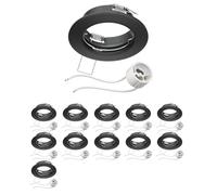 ledscom.de 12 pièces cadre d'encastrement pour plafond FERE cadre d'encastrement noir mat (LED/halogène/GU10/MR16/PAR16/50mm) incl. douille GU10