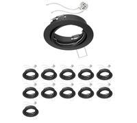 ledscom.de 12 pièces cadre d'encastrement pour plafond FERE cadre d'encastrement noir mat pivotant (LED/Halogène/MR16/50mm) incl. douille GU5.3