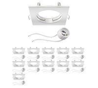 ledscom.de 12 pièces cadre d'encastrement pour plafond RIR cadre d'encastrement blanc mat carré (LED/Halogène/GU10/MR16/PAR16/50mm) incl. douille GU10