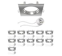 ledscom.de 12 pièces cadre d'encastrement pour plafond RIR cadre d'encastrement chromé mat carré (LED/Halogène/GU10/MR16/PAR16/50mm) incl. douille GU10