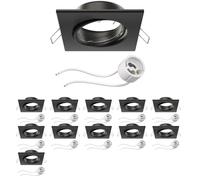 ledscom.de 12 pièces cadre d'encastrement pour plafond RIR cadre d'encastrement noir mat angulaire pivotant (LED/halogène/GU10/MR16/PAR16/50mm) incl. douille GU10