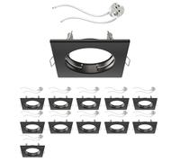 ledscom.de 12 pièces cadre d'encastrement pour plafond RIR cadre d'encastrement noir mat carré (LED/halogène/MR16/50mm) douille GU5.3 incluse