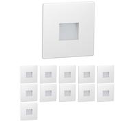 ledscom.de 12 pièces LED lumière d'escalier/lampe encastrée dans le mur FOW pour l'intérieur et l'extérieur, downlight, rectangulaire, 85 x 85mm, blanc froid