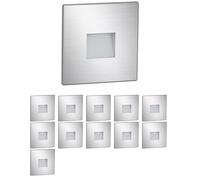ledscom.de 12 pièces LED lumière d'escalier/lampe murale encastrée FOW pour l'intérieur et l'extérieur, downlight, carré, inox, 85 x 85mm, blanc chaud