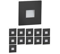 ledscom.de 12 pièces LED lumière d'escalier/lampe murale encastrée FOW pour l'intérieur et l'extérieur, downlight, carré, noir, 85 x 85mm, blanc chaud