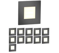 ledscom.de 12 pièces Lumière d'escalier LED/lampe murale encastrée FEX pour l'intérieur et l'extérieur, carrée, anthracite, 85 x 85mm, blanc chaud