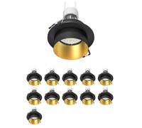 ledscom.de 12x cadre d'encastrement au plafond KRON, rond, noir/or mat, in U10 LED 227lm, blanc chaud