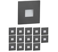 ledscom.de 15 pièces Lumière d'escalier LED/lampe murale encastrée FOW pour l'intérieur et l'extérieur, downlight, rectangulaire, anthracite, 85 x 85mm, blanc froid