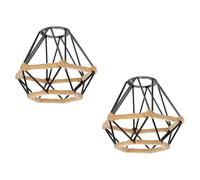 ledscom.de 2 abat-jours en forme de cage avec corde de chanvre, motif diamant, noir, 155 mm de diamètre